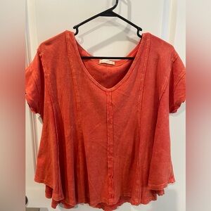 Altard State Bright Coral Short Sleeve Soft Shirt Size Medium Vintage Look